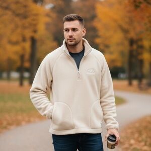 #351 Roots Off-White Fleece Bomber Jacket